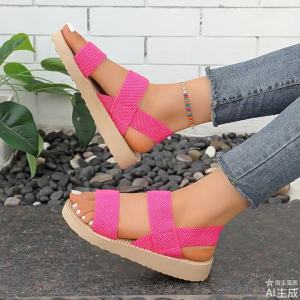 Best-Selling WomenS Slippers Online 2026 New Model Height-Increasing Thick-Soled Wedge Sandals With A Single Strap For Petite Women