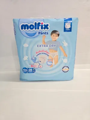 Molfix Extradry โมลฟิกซ์ แพมเพิสเด็กแบบกางเกง size XXXL 28ชิ้น (น้ำหนัก20-35กิโลกรัม)