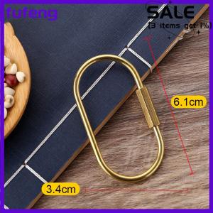 fufeng Simple Copper Keychain With Screw Lock D-shape Hooks Key Ring Carabiner Buckles Clip D-Type Waist Hanging Key Holder Accessories