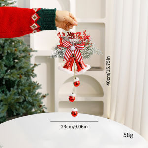 Christmas Jingle Bell Wreath Pendant Metal Hanging Ornament Door Wall Ceiling Fireplace Holiday Home Decor