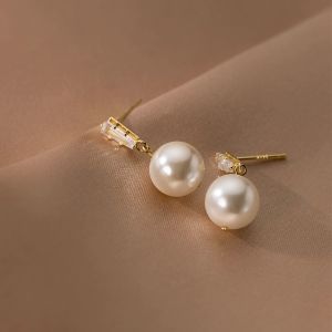 Anting Aksesoris Wanita Fashion Korea Anting itanium Steel S925 Warna Emas Gaya Korea Untuk Wanita anting panjang wanita dewasa