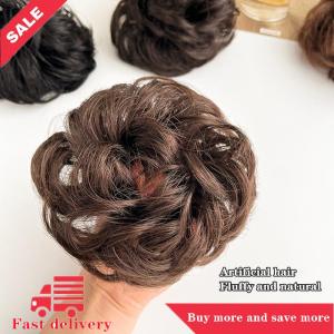 [COD] Synthetic Hair Bun Wig Ladies Ponytail Hair Extension Scrunchie Elastic Meatball Head Hairpieces Scrunchie Wrap Natural Realism