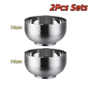 304 Stainless Steel Rice Bowl Double-layer Auspiciou Bowl Thickened Anti-slip Soup Bowl Microwave Heating Food Noodle Ramen Bowl2026