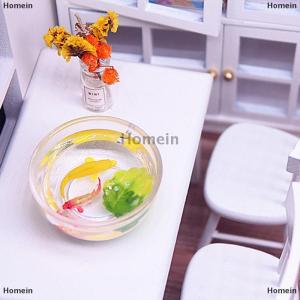 [COD] Homein 1Pcs Dollhouse Miniature Simulation Koi Goldfish Bowl DIY Accessories Toys