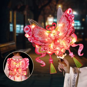 NCNC(OKDEALS01) Traditional Craft Butterfly Wing Lantern Unfinished Cartoon Portable Lantern DIY Material Bag Handmade LED Lantern Toys Mid-Autumn Festival