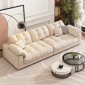 Cream Wind Fabric Sofa Living Room Small Household Light Luxury Technology Fabric Household Straight Cloud Sofa