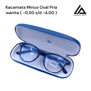 Kacamata Minus Wanita dan Pria Frame Oval Model Kece Hitam Korea Sph 4002 Gratis Hard Case + Lap