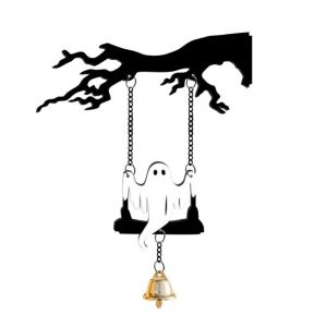NALANILI Acrylic Chuông treo Halloween Dơi ma Gắn tường Chuông treo trang trí Chuông Ăn Tối Halloween Trang trí Halloween