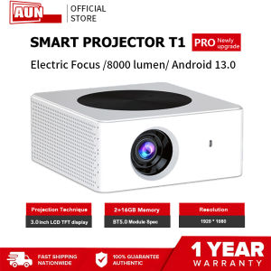 AUN【Lowest Price guarantee】T1pro 8000 lumen/300 ANSI android 13 projector 4k ultra hd with wifi and bluetooth in cinema portable movie mini projector for phone for laptop eroc max projector screen wanbo xiaomi smart wireless projector