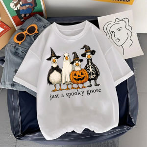 [Local Stock] VCC  Just A Spooky Goose Shirt Funny Halloween Goose Shirt Goose in Halloween Costumes Shirt Cute Horror Tops Shirts for Man