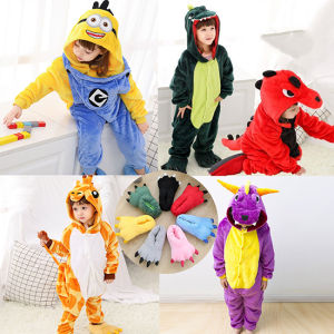 SKY พร้อมส่ง ชุดนอนเด็ก ชุดแต่งตัวสัตว์ไดโนเสาร์ก็อตซิลล่า เสื้อผ้า รองเท้า ชุดมาสคอต ชุดนอนฤดูหนาว หนา นุ่ม
