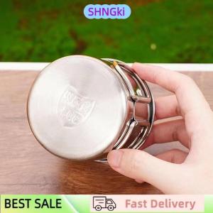 SHNGki 1Pc Stainless Steel Folding Handle Cup Portable Carabiner Cup Outdoor Camping Cups for Home Outdoor Camping Accessories