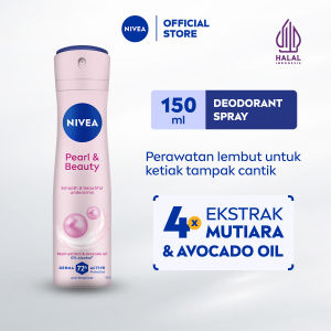 NIVEA Deodorant Spray Pearl & Beauty 150ml - Deodoran semprot wanita mencerahkan brightening glowing kulit ketiak halus tahan keringat dan anti bau badan - Antiperspiran Ekstrat mutiara Avocado oil 0% alkohol