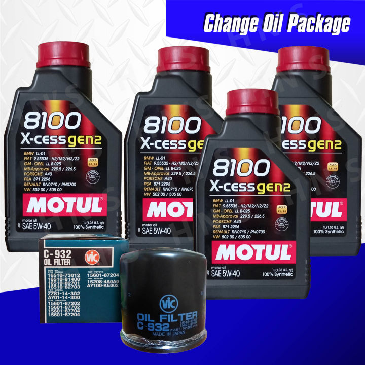Motul 8100 XCess Gen 2 5W40 Oil Change Package for Suzuki Swift / Dzire / Ciaz / Alto Suzuki