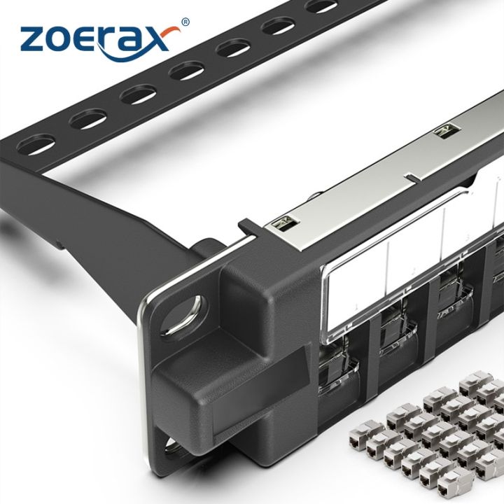 ZoeRax Rackmount or Wall Mount 1U 24 Port Keystone Patch Panel with