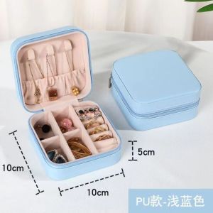 Ready Stock 1PCS Jewelry Storage Box Zipper Portable Travel Jewelry Box Velvet Jewelry Organizer