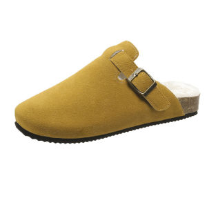 Plus Size WomenS Cork Sole Slippers Closed-Toe Half-Slip Soft Sole Roman Shoes 35-46
