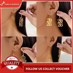 Female Warrior ต่างหูระย้าสแตนเลสจำนวน2026แบบมินิมอลสำหรับผู้หญิงผู้ชายต่างหูหัวใจรูปดาวสีทองของขวัญเครื่องประดับปีใหม่
