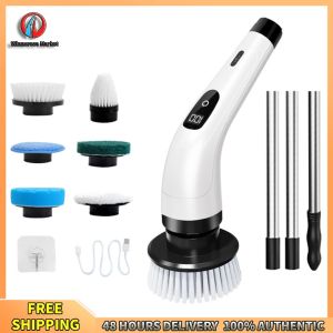 Winnereco Battery-Powered Spin Scrubber with Extendable Handle and 2 Speeds for Easy Kitchen and Bathroom Cleaning