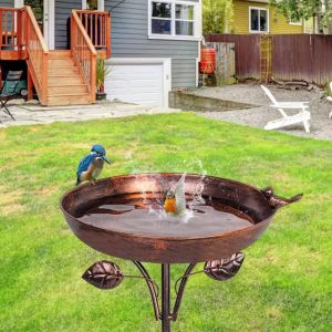XUANYUAN Large Capacity Bird Feeder Plugin Convenient Iron Bird Bathtub Bird Food Dispenser Durable Bird Feeding Dish Outdoor
