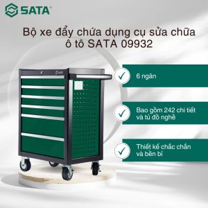 Bộ dụng cụ cầm tay SATA 09932 bao gồm tủ đồ nghề 95126 và bộ dụng cụ cầm tay 242 chi tiết dùng trong garage sửa ô tô - Hàng chính hãng
