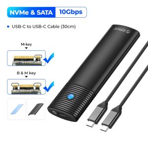 ORICO NVMe and SATA M.2 Enclosure USB C 3.1/3.2 Gen 2 10Gbps PCIe6Gbps SATA MKey/(B+M) Key Support UASP Trim Thunderbolt 3 Compatible NVMe SSD Enclosure Supports M and B&M Keys 2280/2230/ 2242/2260 SSDs