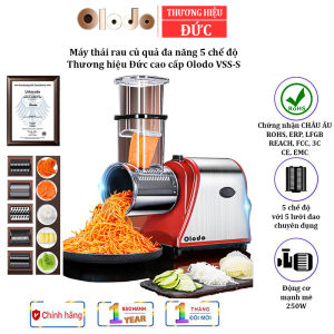 Máy thái rau củ quả đa năng thương hiệu Đức Olodo VSS-S công suất 250W tích hợp 5 lưỡi thái khác nhau - Hàng chính hãng bảo hành 12 tháng
