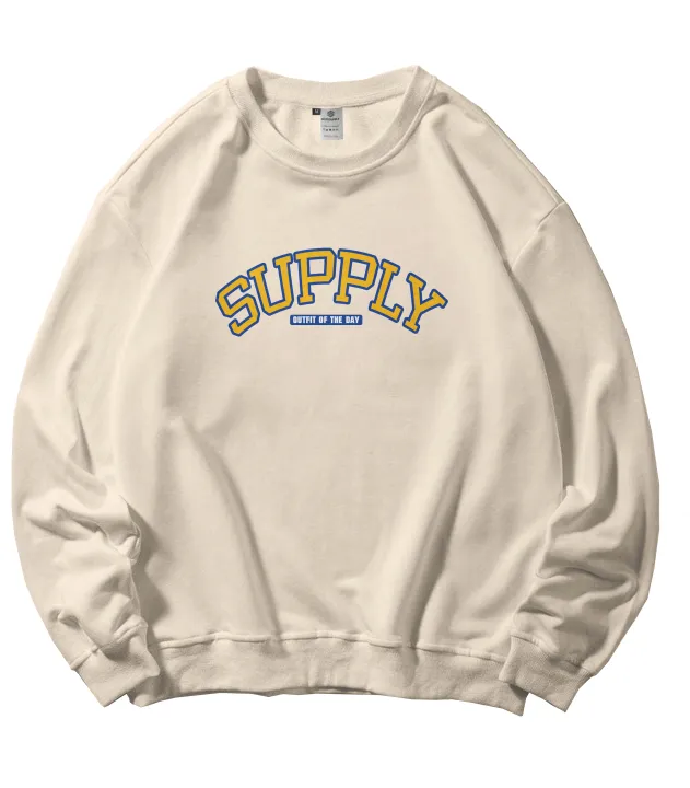 OOTDSUPPLY Crewneck Supply F Yellow Cream | Sweater Pria & Wanita CN028