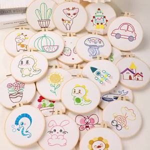 儿童刺绣手工diy材料包幼儿园卡通简单手工制作初学者小学生自绣Sulaman kanak-kanak buatan tangan DIY pakej bahan tadika kartun mudah buatan tangan pelajar sekolah rendah pemula buatan sendiri sulaman sendiri