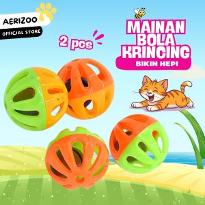 Mainan Bola Kucing Lonceng Krincing 2pcs Ukuran 4cm Aerizoo