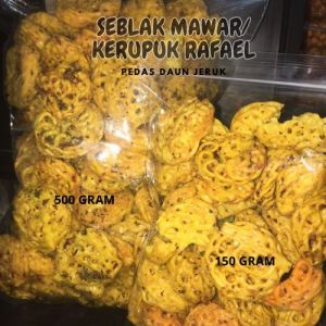 KERUPUK SEBLAK MAWAR 150GR DAN 500GR / SEBLAK RAFAEL PEDAS DAUN JERUK