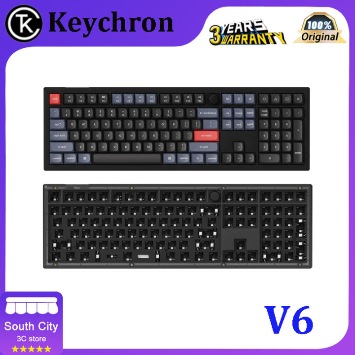 Keychron V6 Black 108 Key Wired Mechanical Keyboard QMK Change Key VIA ...