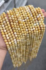 Natural Yellow NephriteLoose Round Beads 6.3mm-6.5mmWith Defect