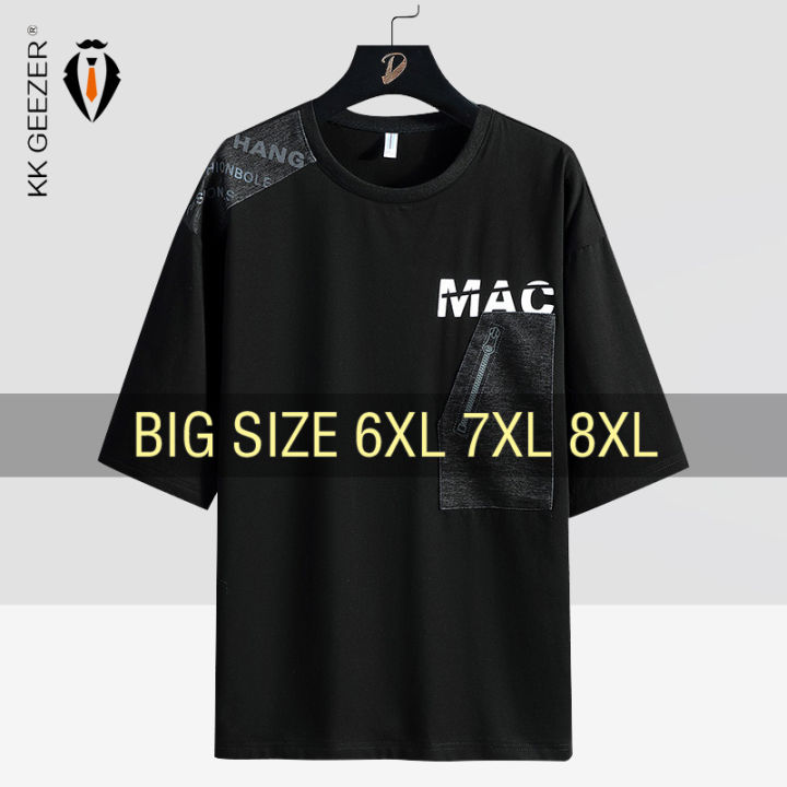 T Shirt Men 6XL 7XL 8XL 95% Cotton Short Sleeve Plus Size Black T ...