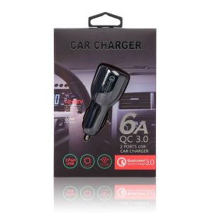 ที่ชาร์จในรถ 6A ที่ชาร์จแบตในรถ ชาร์จเร็ว USB car charger quick charge หัวชาร์จ อะแดปเตอร์ ชาร์จในรถ 2ช่อง usb QC3.0