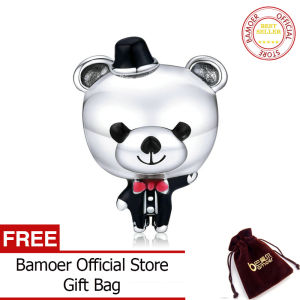 BAMOER Mr. Bear the Groom in Wedding Charm for Original Silver Bracelet or Bangle 925 Sterling Silver Fine Jewelry SCC1473