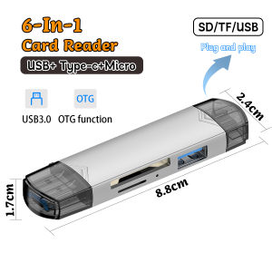 Original 6 In 1 Multifunction Usb 3.0 Card Reader U Disk Type C/Micro Usb/Tf/Sd Flash Drive Memory Card Reading Adapter Computer Phone Accessories Card Reader OTG Drives Flash Drives