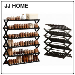 【JJ HOME】Minimalist Bamboo Shoe Rack Installation Free Collapsible Shoe Organiser Foldable