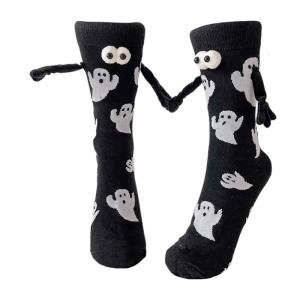 Magnetic Halloween Couple Socks Interactive Pair Design Comfortable Polyester Short Socks For Costume Parties