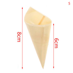Ginca 50pcs Disposable Wood Appetizer Cones Ice Cream Cone Cups Party Candy Cones