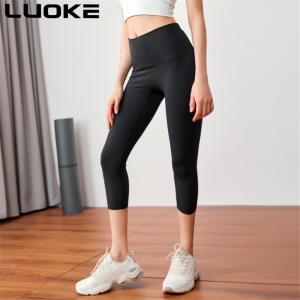 LUOKE Women Yoga Pant Sport Cropped Pant Shaping Fitness Build A Good Figure black Fashionable and Versatile
