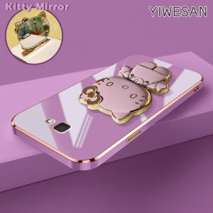 YIWESAN Casing Ponsel untuk Samsung J7 Prime 2 J7 Pro J7 2017 J7 2018 J2 Prime Case sandaran ponsel Hello Kitty desain baru HP kamera Casing lipat Plating Kesing