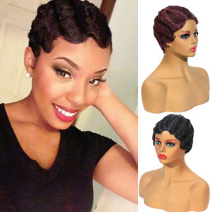 European and American mechanism water ripple headgear real hair short hair wig wig cover antique European and American fashion wig