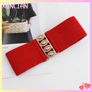 [KUNLIAN] Womens Wide Elastic Waist Belt Fashion Simple Metal Buckle Waistband Corset Cinch Belt Dress Stretchy Belts