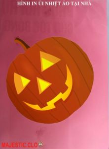 Hình ủi ép nhiệt-Logo BÍ NGÔ HALOWEEN MA THUẬT -ủi áo trực tiếp tại nhà rất đẹp-công nghệ in pet pet chuyển nhiệt ủi bằng bàn ủibàn làmáy ép nhiệt