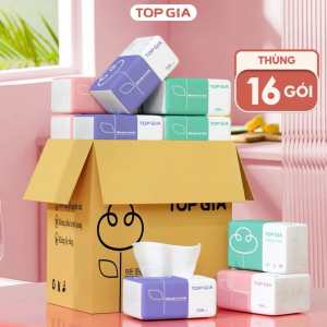 Giấy ăn rút thùng 30 gói Khăn giấy cao cấp Top Gia 4 lớp dày dặn an toàn cho mọi làn da