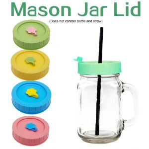 1/4Pcs การดื่ม ป้องกันการรั่ว การเก็บรักษาอาหาร พลาสติก ฝากระป๋อง ฝาขวด Mason Jar Lids มีรูฟาง