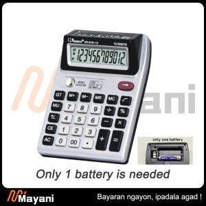 Kenko Electronic Calculator Dual Display with Money Detector Rapid Response-12 DigitsSilver Battery Operated (2 Size)