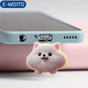 E-WOITD 2D Acrylic phẳng bụi động vật cắm cho iphone và Type-C nối bụi cắm Mặt dây treo trang trí