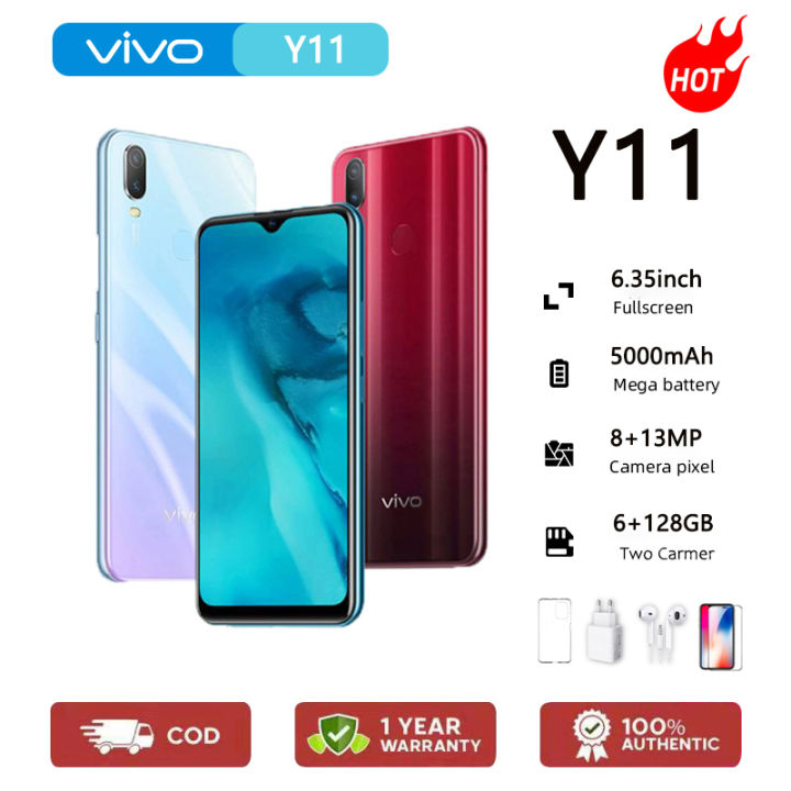 VIVO Y11  Cellphone 100% Original Brand New Smartphone 6+128GB Mobile phone 13+8MP Dual AI Camera 6.35" FHD Screen Big sale Android Genuine Legit 5000mAh Gaming phone Dual sim card Free shipping COD